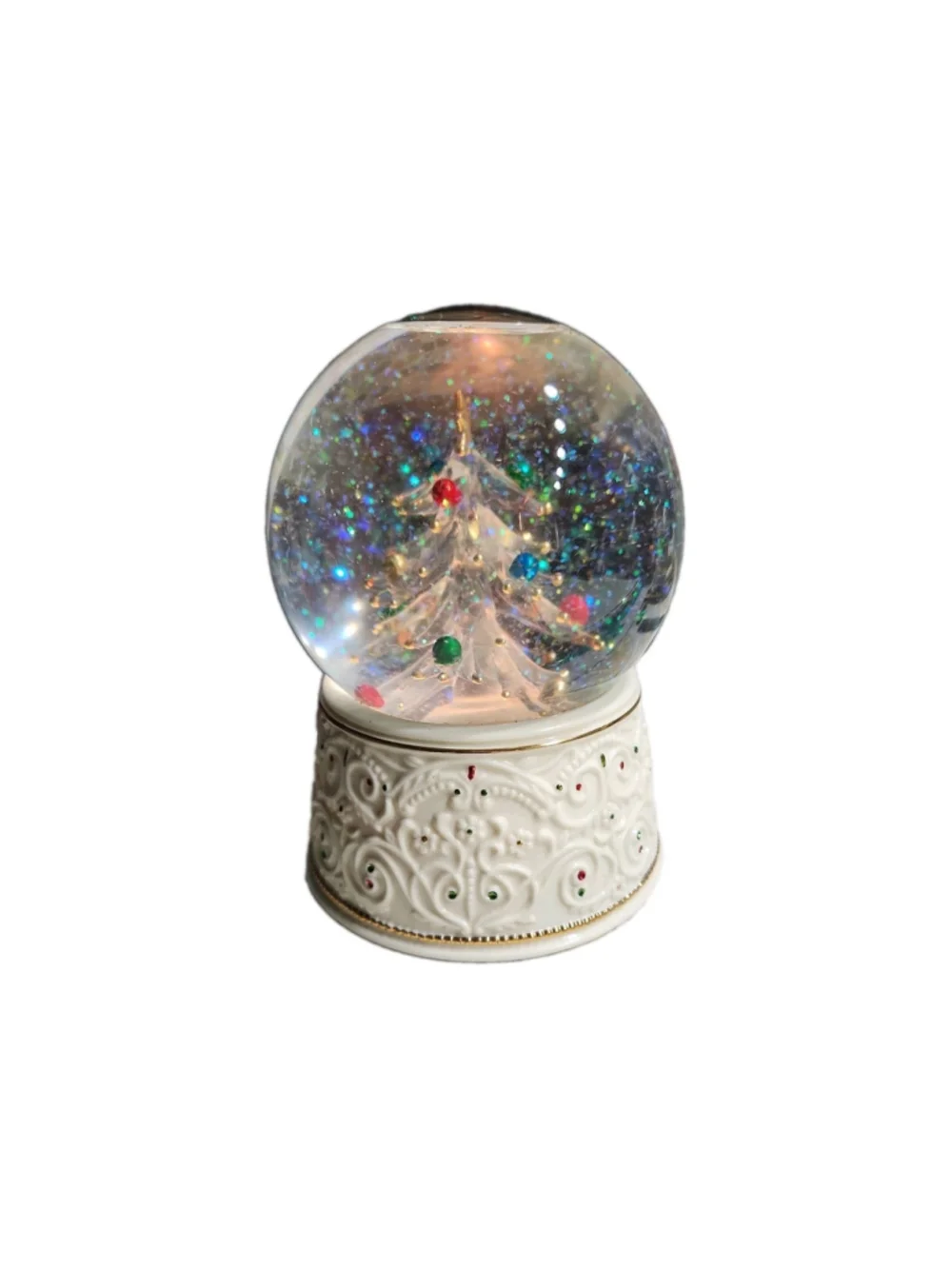 VTG San Francisco Music Box Company Illuminated Christmas Tree Snow globe, good